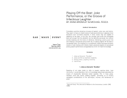 Playing Off the Beat: Joke Performance, or the Groove of Infectious