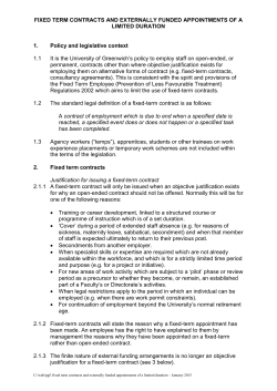 Fixed Term Contracts and Externally Funded Appointments of a