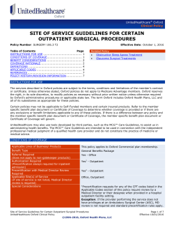 Site of Service Guidelines for Certain Outpatient Surgical Procedures