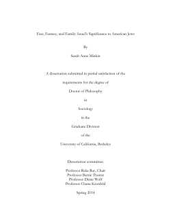 Fear, Fantasy, and Family: Israel`s Significance to American Jews By