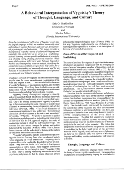A~ehavioral Interpretation of Vygotsky`s Theory of