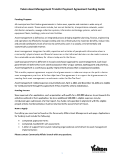 Yukon Asset Management Transfer Payment Agreement Funding