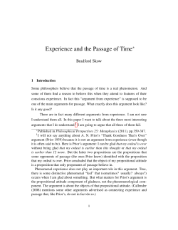 Experience and the Passage of Time