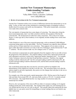 Ancient New Testament Manuscripts Understanding Variants