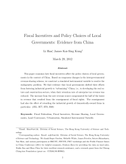 Fiscal Incentives and Policy Choices of Local Governments