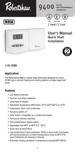 9400 User Manual - Robertshaw Climate