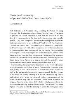 Naming and Unnaming in Spenser`s Colin Clouts Come Home Againe