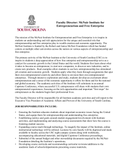 Faculty Director: McNair Institute for Entrepreneurism and Free