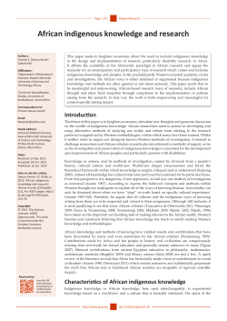 African indigenous knowledge and research