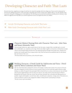Developing Character and Faith That Lasts