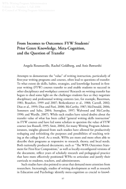 From Incomes to Outcomes: FYW Students` Prior Genre Knowledge