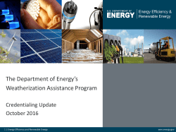 The Department of Energy`s Weatherization Assistance