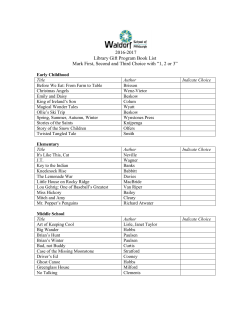 this list of books. - Waldorf School of Pittsburgh