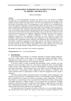 KNOWLEDGE WORKERS ENGAGEMENT IN WORK IN THEORY