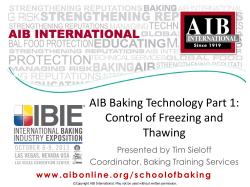 AIB Baking Technology Part 1: Control of Freezing and