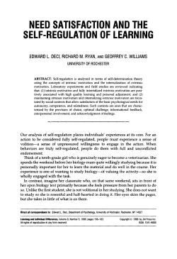 need satisfaction and the self-regulation