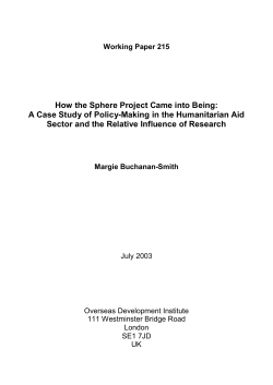 How the Sphere Project Came into Being