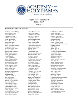 Quarter 2 Honor Roll - Academy of the Holy Names
