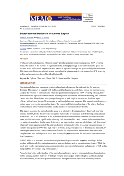 Suprachoroidal Devices in Glaucoma Surgery