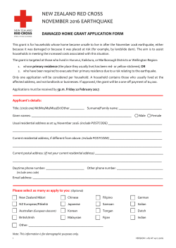 NEW ZEALAND RED CROSS NOVEMBER 2016 EARTHQUAKE