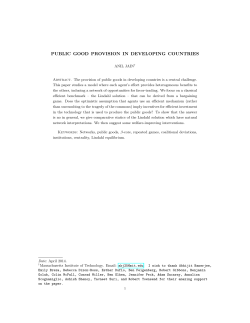 Public Good provision in developing countries