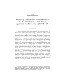 Exempting Humanitarian Intervention from the ICC`s Definition of the