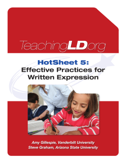 HotSheet 5: Effective Practices for Written Expression