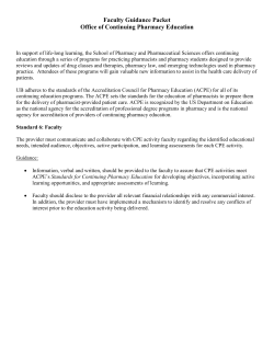 Faculty Guidance Packet - School of Pharmacy and Pharmaceutical