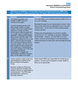 Question Response 1 The following question was emailed to HMR