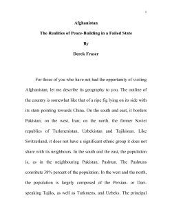 Afghanistan The Realities of Peace-Building in a Failed State By