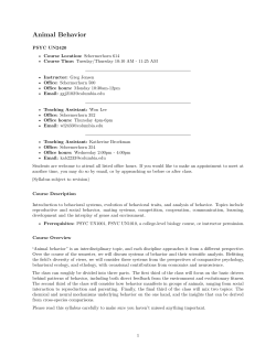 Animal Behavior - Columbia`s psychology