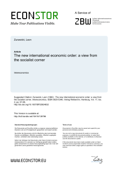The new international economic order: a view from the socialist corner