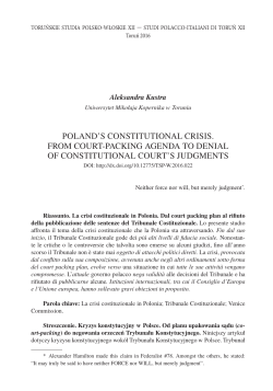POLAND`S CONSTITUTIONAL CRISIS. fROM COURT