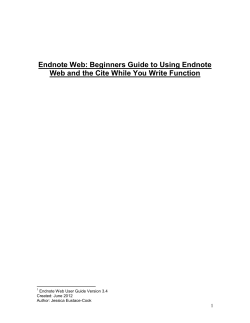 Endnote Web: Beginners Guide