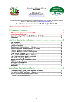 GCG News and Opportunities - Ginninderra Catchment Group