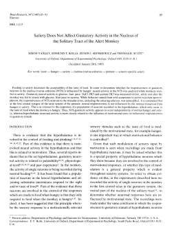 Satiety Does Not Affect Gustatory Activity in the Nucleus of the