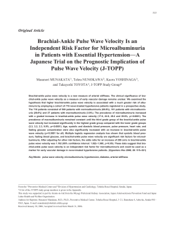 Brachial-Ankle Pulse Wave Velocity Is an Independent Risk