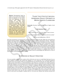 Talkin` `bout South Carolina: Addressing dialect