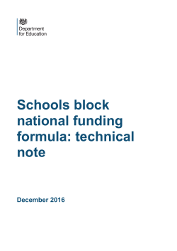 Schools block national funding formula: technical note