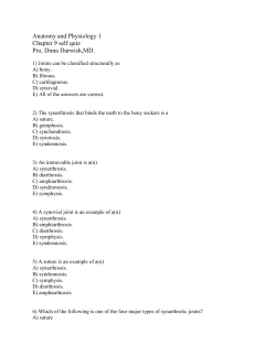 Anatomy and Physiology 1 Chapter 9 self quiz Pro, Dima Darwish,MD.