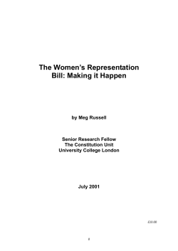 The Women`s Representation Bill: Making it Happen