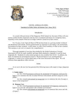 FOR IMMEDIATE RELEASE - Lions, Tigers and Bears