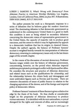 LOREN J. SAMONS II, Whats Wrong with Democracy? From