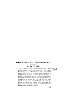 BREAD MANUFACTURE AND DELIVERY ACT. Act No. 17