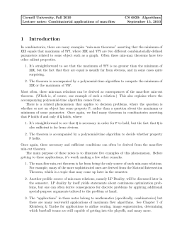 Lecture notes on combinatorial applications of max