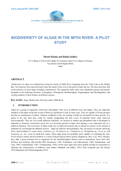 biodiversity of algae in the mithi river- a pilot study