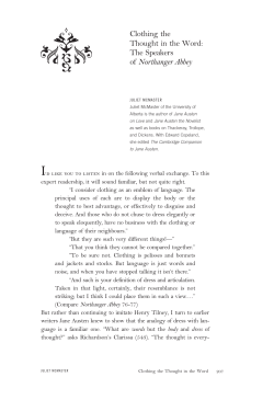 Clothing the Thought in the Word: The Speakers of Northanger Abbey