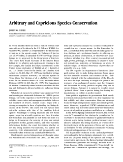 Arbitrary and Capricious Species Conservation