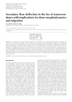 Secondary flow deflection in the lee of transverse dunes with
