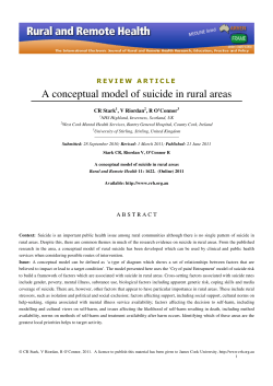 A conceptual model of suicide in rural areas
